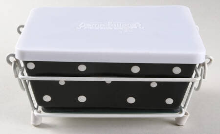 Polka Dot Black (4 Pc) 7" Rect Baker (Baker, Cover, Glass Trivet & Stand) by Temp-Tations