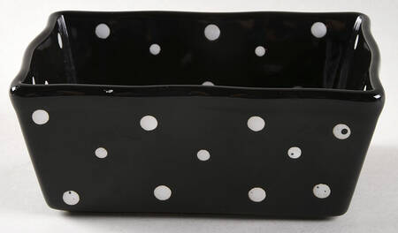 Polka Dot Black 7" Rectangular Baker