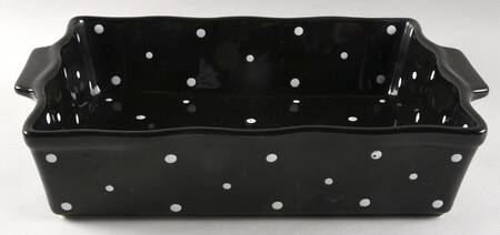 Polka Dot Black 13"  Rectangular Baker