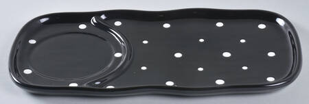 Polka Dot Black Tray for Soup Mug & Sandwich Set