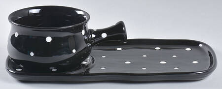 Polka Dot Black Soup Mug & Sandwich Set