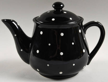 Polka Dot Black Teapot & Lid by Temp-Tations