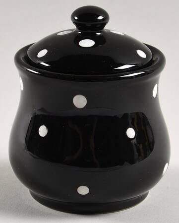 Polka Dot Black Sugar Bowl & Lid