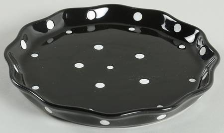Polka Dot Black Dessert/Pie Plate