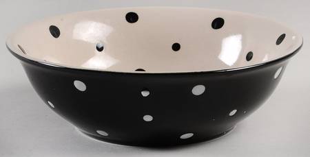 Polka Dot Black Soup/Cereal Bowl