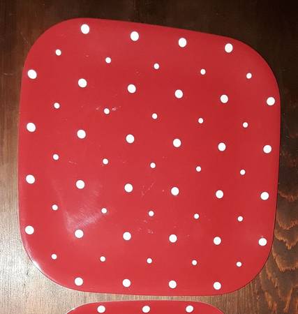 Polka Dot Red Square Melamine Dinner Plate