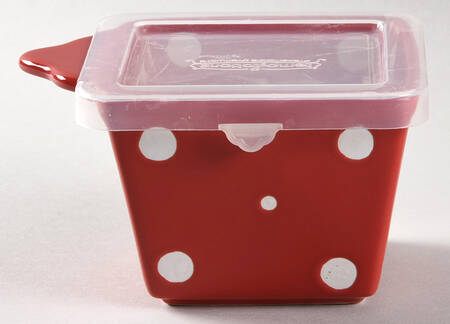 Polka Dot Red Individual Square Baker & Plastic Lid