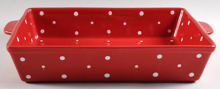 Polka Dot Red 13"  Rectangular Baker