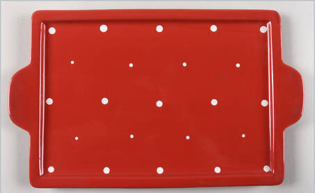 Polka Dot Red 15" Rectangular Tray
