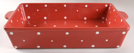 Polka Dot Red 15" Rectangular Baker