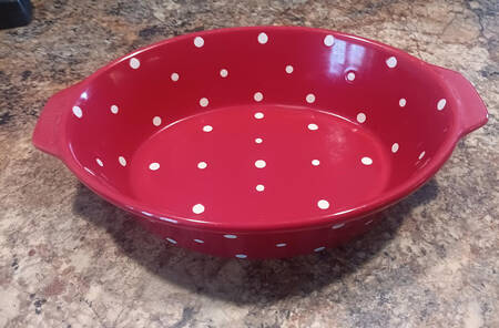 Polka Dot Red 2.5 Quart Oval Covered Casserole No Lid
