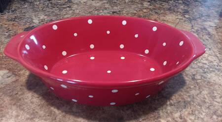 Polka Dot Red 1.5 Quart Oval Covered Casserole No Lid