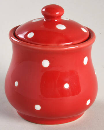 Polka Dot Red Sugar Bowl & Lid