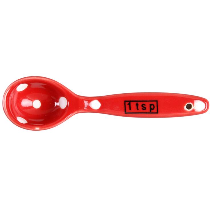Polka Dot Red 1 Teaspoon Ceramic Measuring Spoon