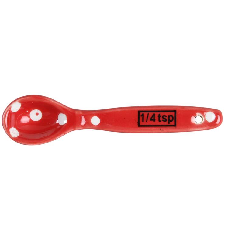 Polka Dot Red 1/4 Teaspoon Ceramic Measuring Spoon