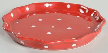 Polka Dot Red Dessert/Pie Plate