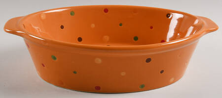 Polka Dot Spice 2.5 Quart Oval Covered Casserole No Lid