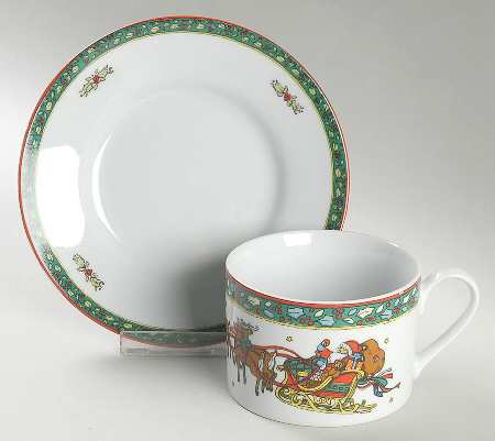 Christmas Memories Flat Cup & Saucer Set