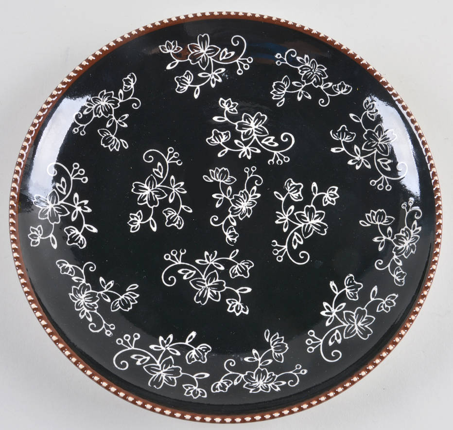 Floral Lace Black Deep Dinner Plate