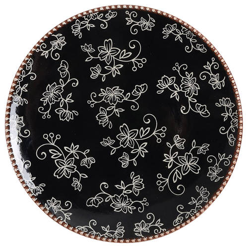 Floral Lace Black Dinner Plate