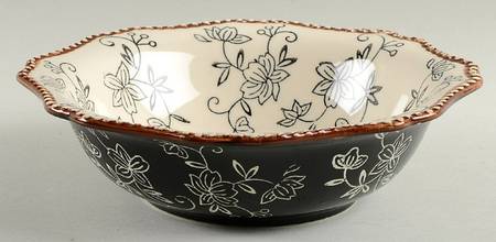 Floral Lace Black Soup/Cereal Bowl