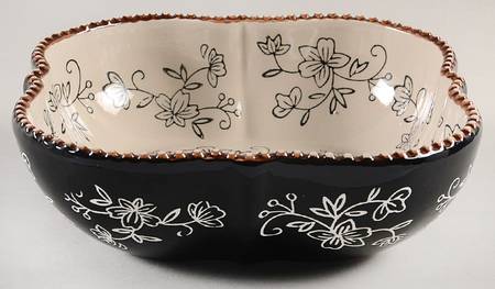 Floral Lace Black Square Soup Bowl