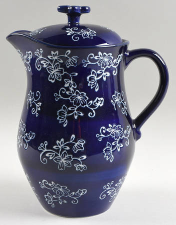 Floral Lace-Blue Pitcher & Lid by Temp-Tations