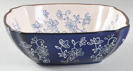Floral Lace-Blue Square Soup/Cereal Bowl