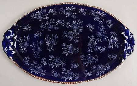 Floral Lace-Blue 18" Oval Serving Platter by Temp-Tations