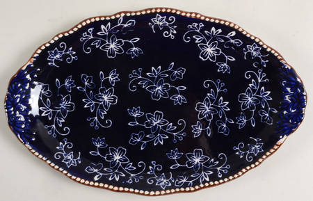 Floral Lace-Blue 12" Oval Serving Platter
