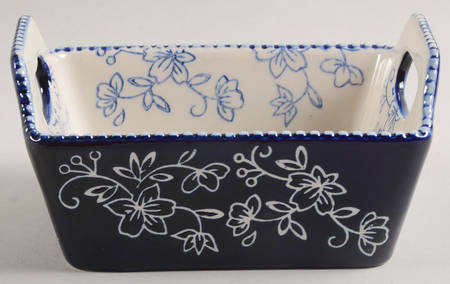 Floral Lace-Blue Mini Upswept Handled Loaf Pan