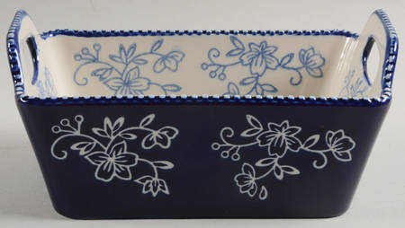 Floral Lace-Blue Upswept Handled Loaf Pan