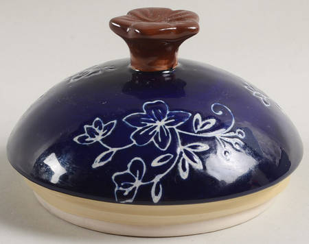Floral Lace-Blue Lid for Cookie Jar