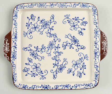Floral Lace-Blue Lid-It for 7" Square Baker by Temp-Tations