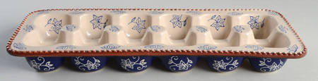 Floral Lace-Blue Rectangular Egg Holder Tray (Holds 12)