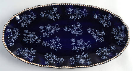 Floral Lace-Blue 16" Ruffled Platter
