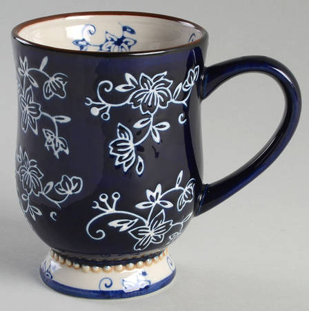 Floral Lace-Blue Footed Mug (No Lid-It or Spoon)