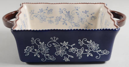 Floral Lace-Blue 8" Square Baker