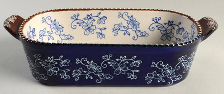 Floral Lace-Blue 11" Oval Baker