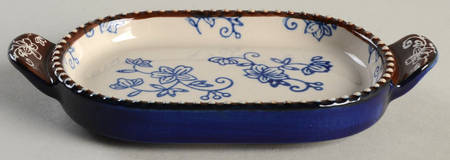 Floral Lace-Blue 6" Oval Lid-It (Trivet,Tray,Baker Lid)