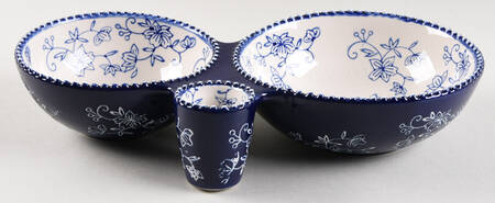 Floral Lace-Blue 3 Part Tapas Serving Dish