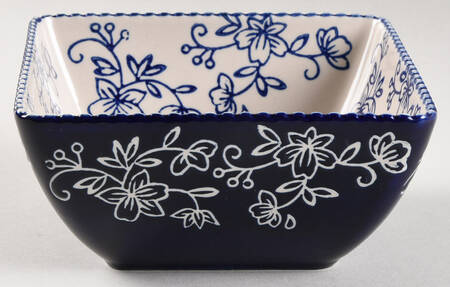 Floral Lace-Blue Square Soup/Cereal Bowl