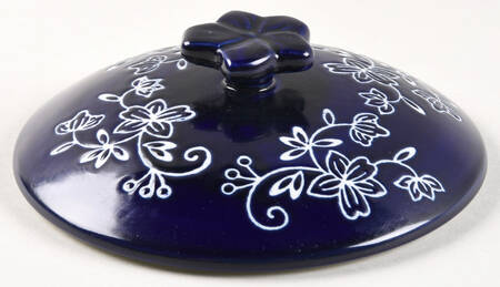 Floral Lace-Blue Lid for 1 Qt Round Casserole