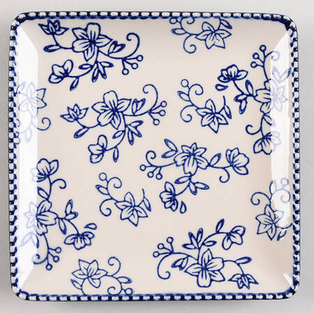 Floral Lace-Blue Square Salad Plate by Temp-Tations