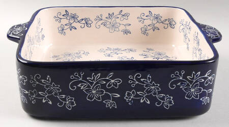 Floral Lace-Blue 3 Quart Stacking Casserole No Lid