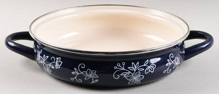 Floral Lace-Blue 2 Quart Metal Covered Casserole, No Lid by Temp-Tations