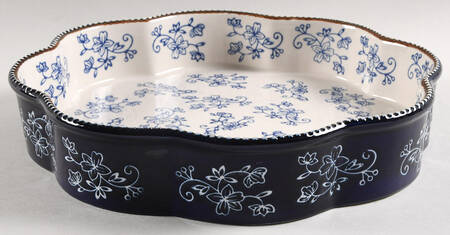 Floral Lace-Blue 12" Round Baker by Temp-Tations