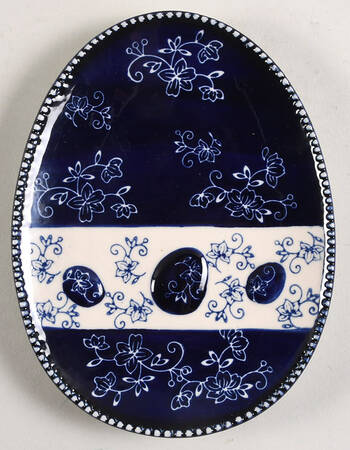 Floral Lace-Blue 8" Egg Shape Plate by Temp-Tations