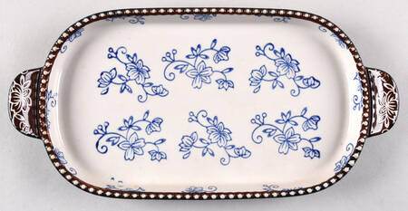 Floral Lace-Blue 11" Oval Lid-It (Trivet,Tray,Baker Lid)