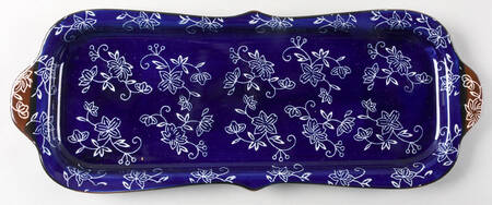 Floral Lace-Blue 5pc Entertaining Set, Hdl Rect Tray